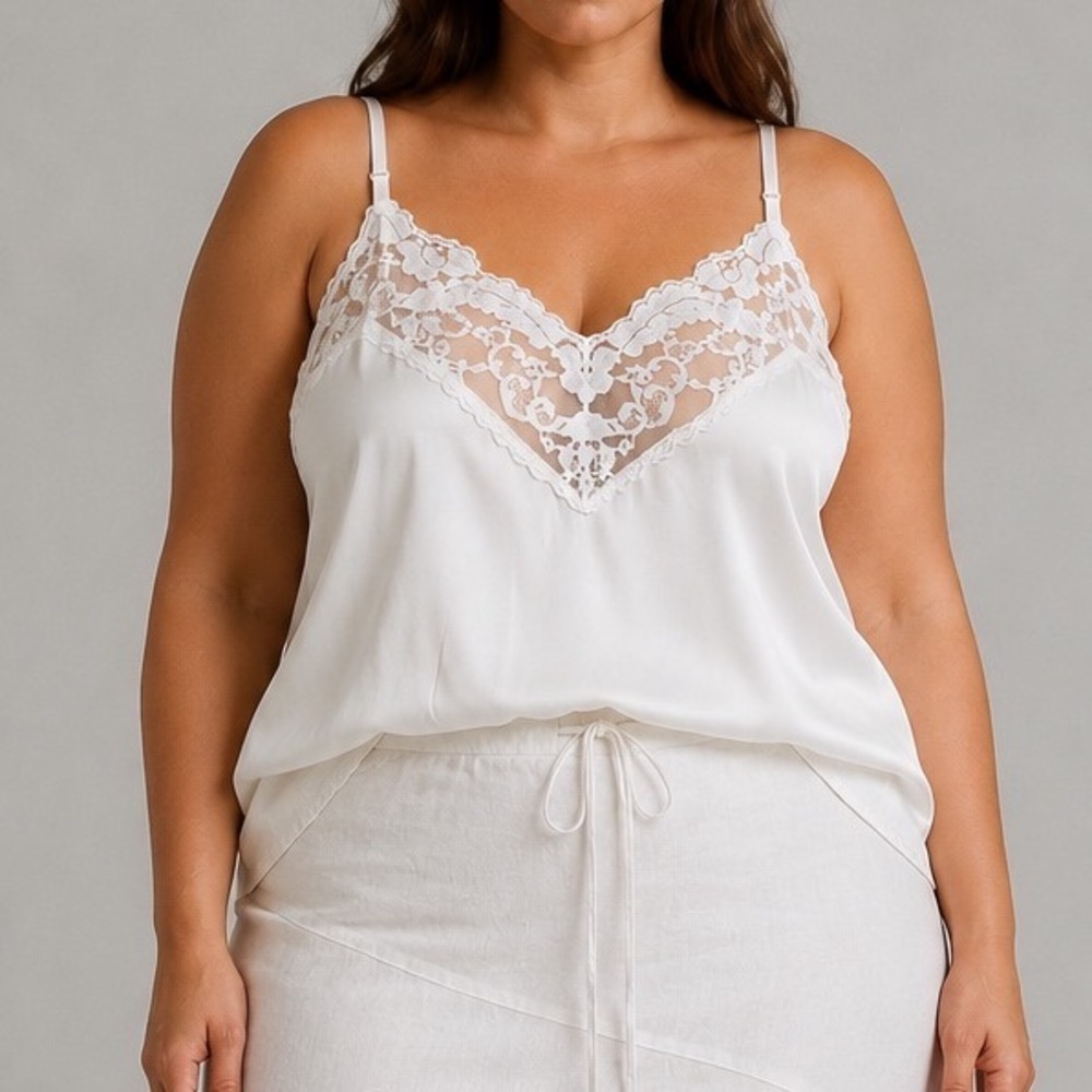 VTG Vassarette Babydoll White Lace Camisole 2X Coquette Romantic Boudoir 90s Y2K